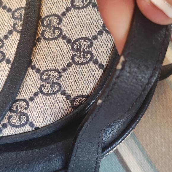 Vintage authentic Gucci Blue/Beige and Navy Blue Crossbody Bag - Picture 8 of 9